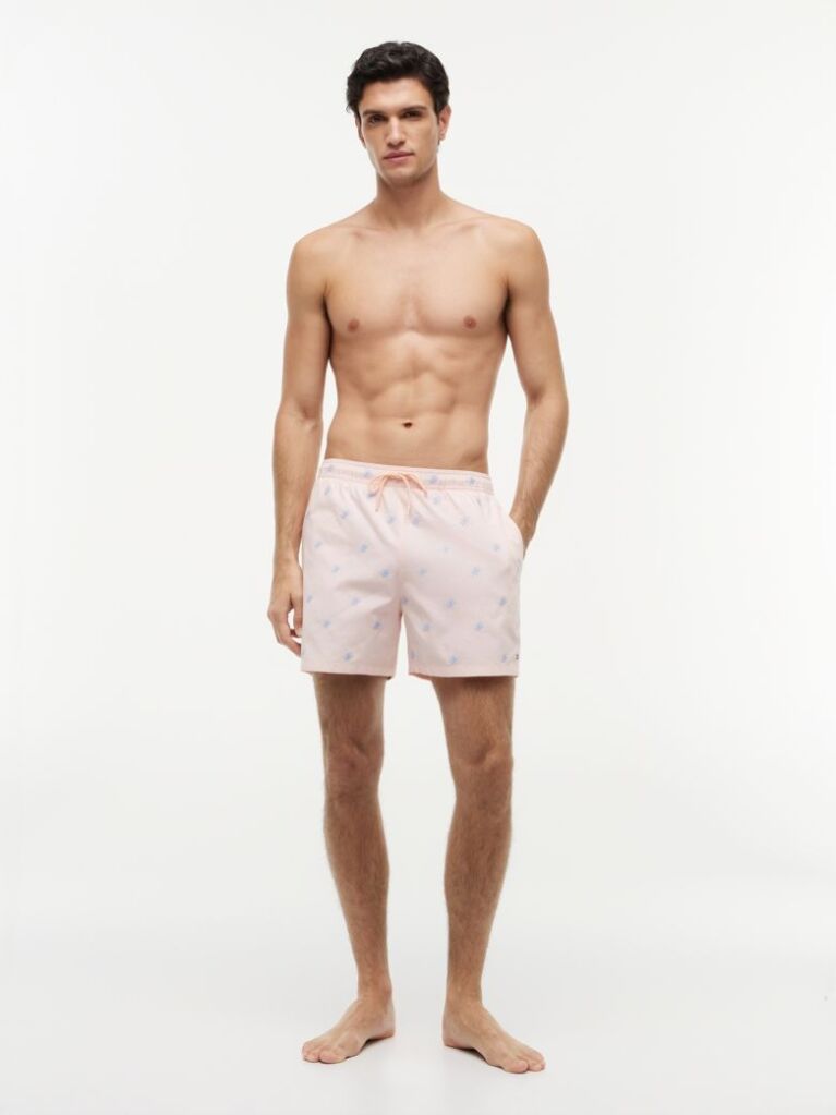 Orange Ithaca Embroidery Mid Length Swim Shorts  Men