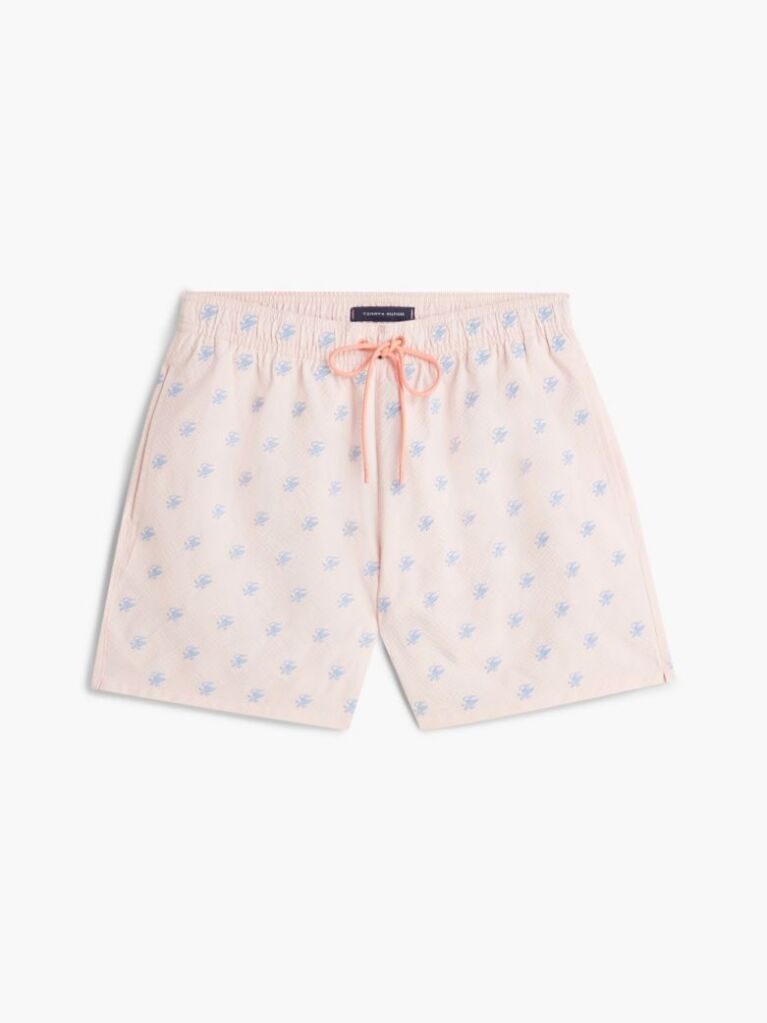 Orange Ithaca Embroidery Mid Length Swim Shorts  Men