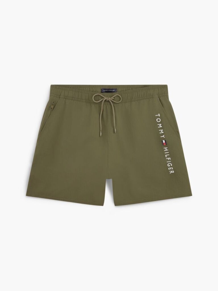 Green Original Logo Mid Length Swim Shorts  Men