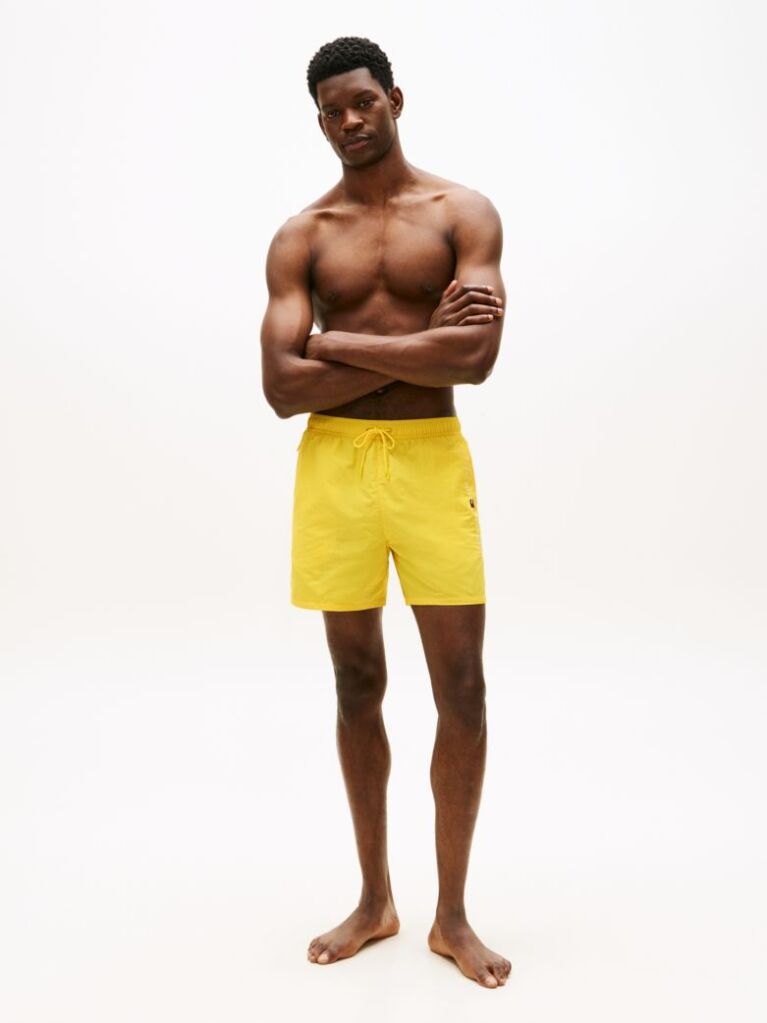 Yellow Original Logo Mid Length Swim Shorts  Men