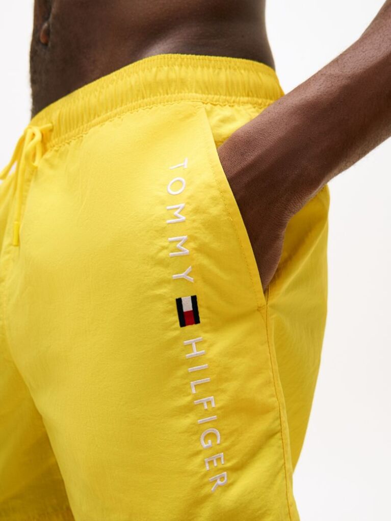Yellow Original Logo Mid Length Swim Shorts  Men