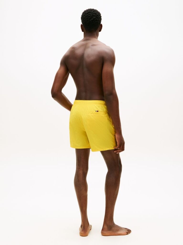 Yellow Original Logo Mid Length Swim Shorts  Men