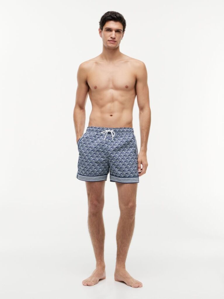 Blue Print Mid Length Swim Shorts  Men