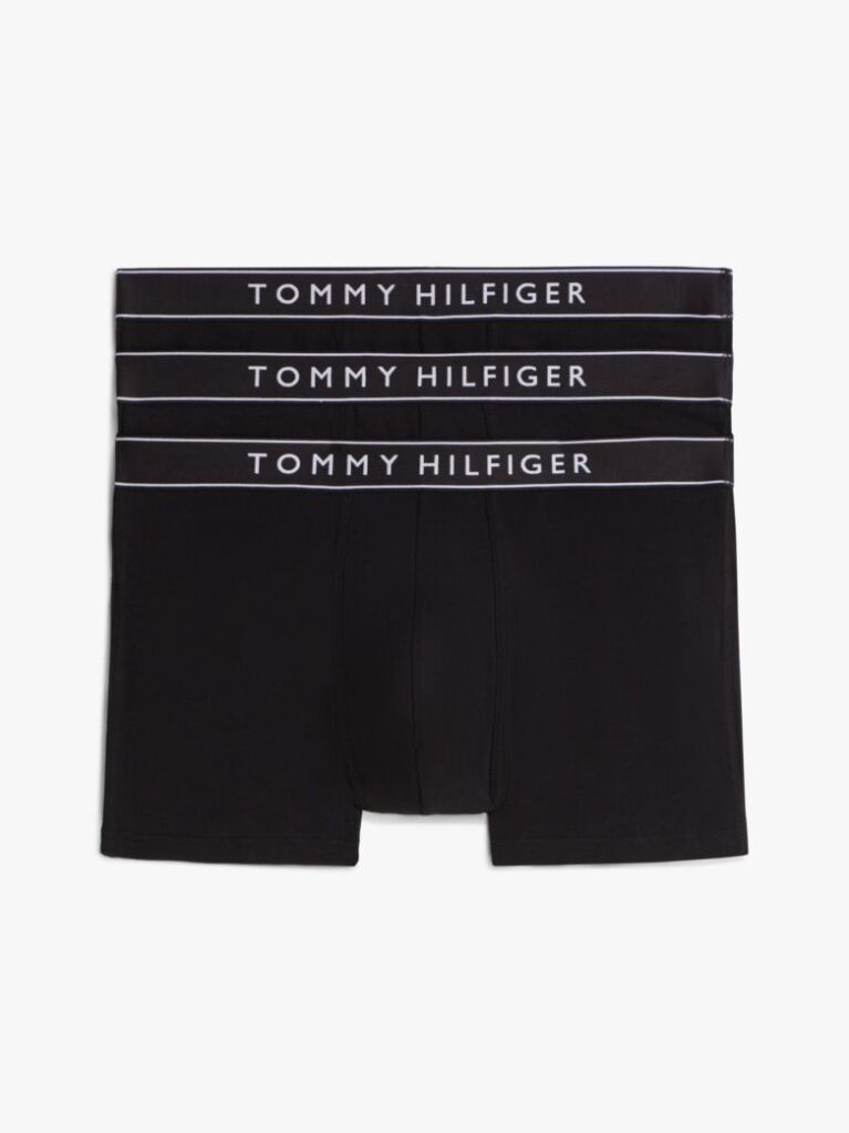 Black 3-Pack Essential Logo Waistband Trunks  Men
