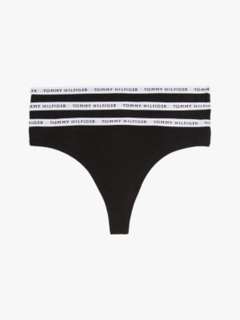 Black 3-Pack Recycled Cotton Thongs  Women