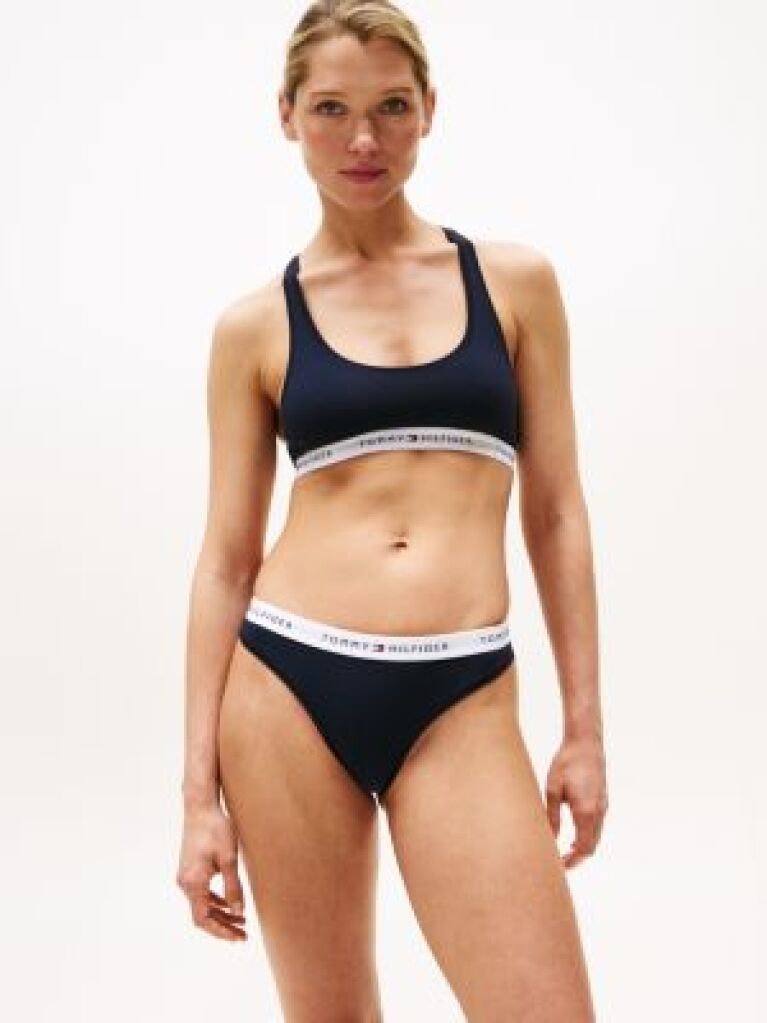 Blue Logo Waistband Thong  Women
