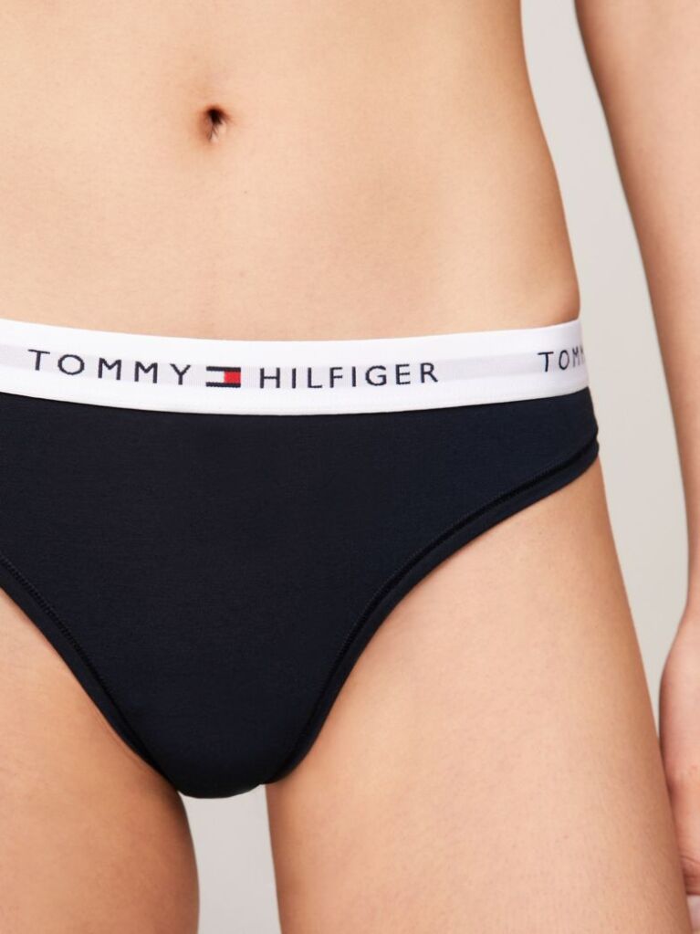 Blue Logo Waistband Thong  Women
