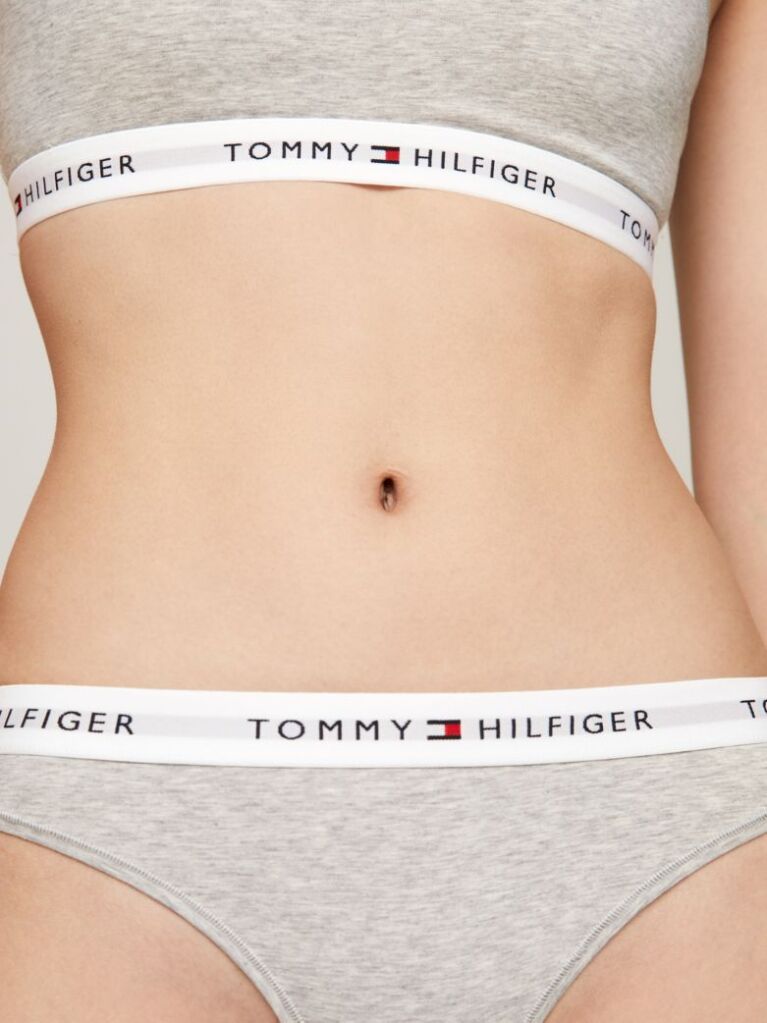 Grey Logo Waistband Thong  Women