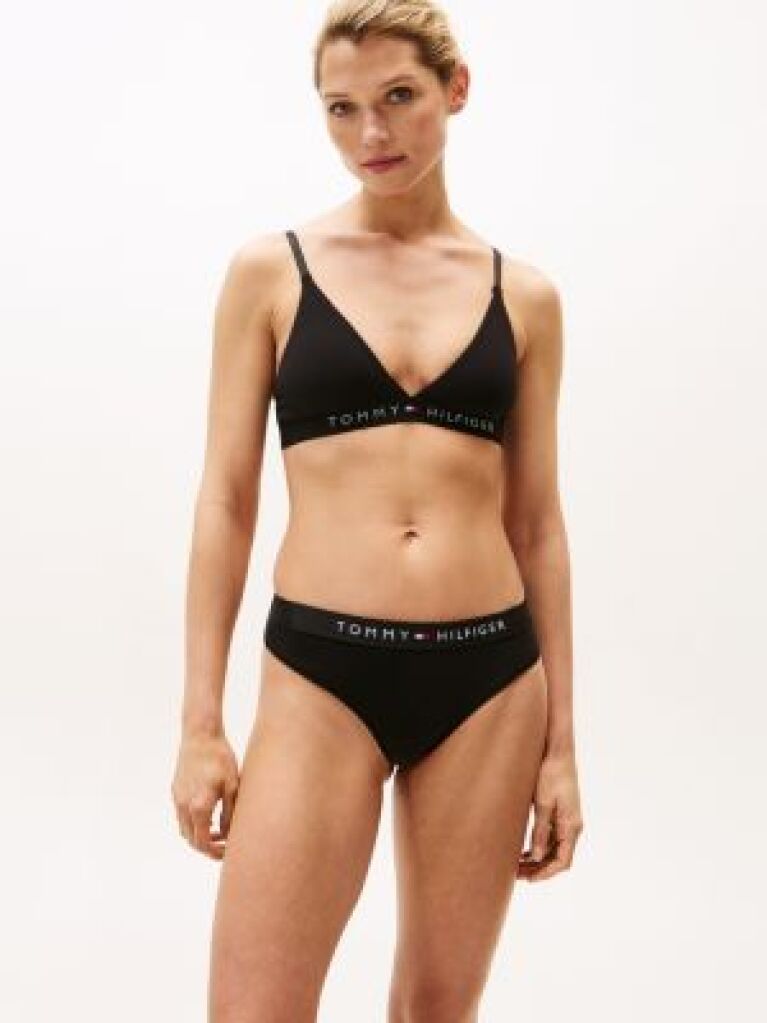 Black Logo Waistband Thong  Women
