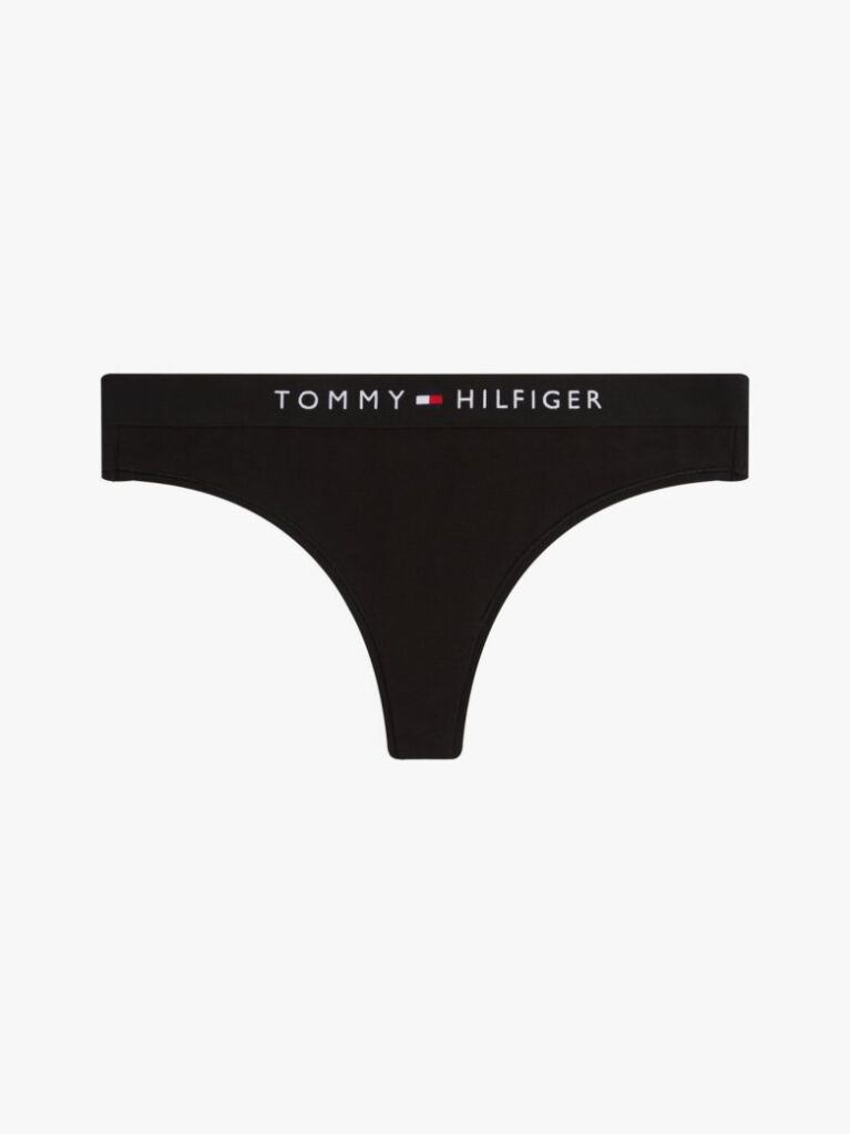Black Logo Waistband Thong  Women