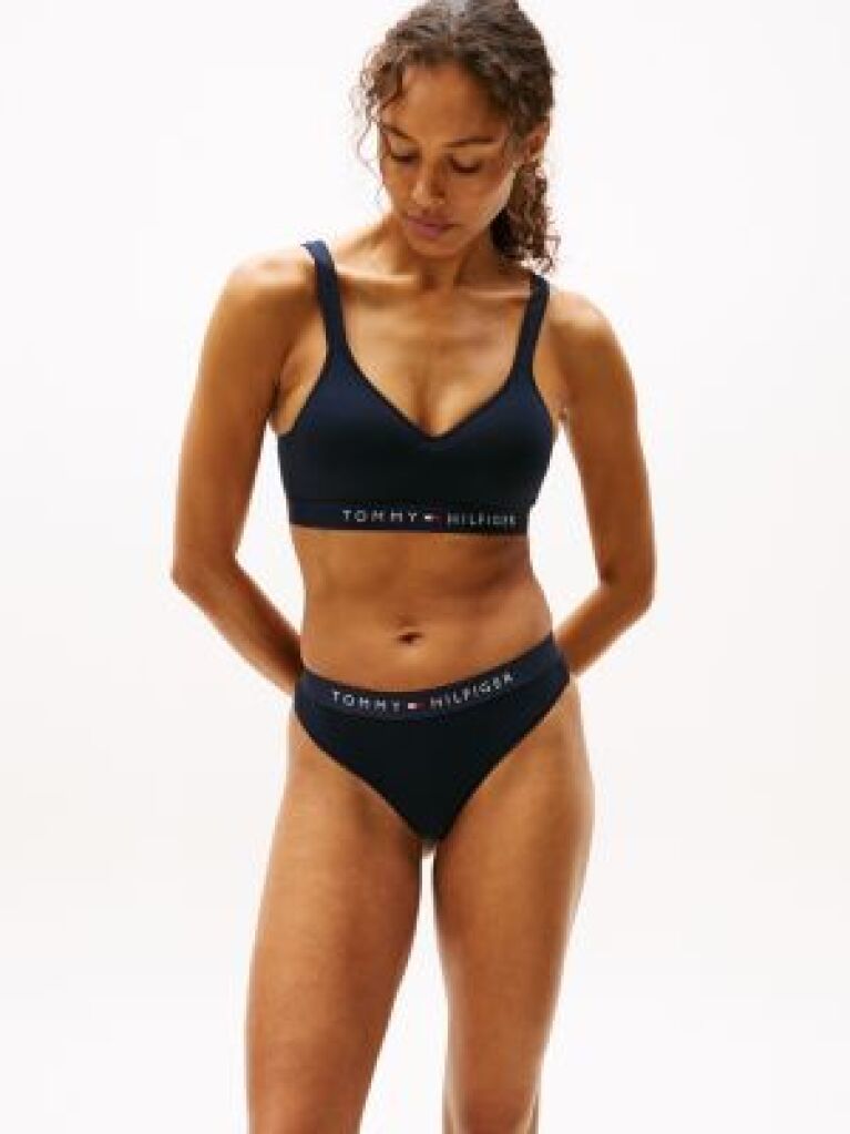 Blue Logo Waistband Thong  Women