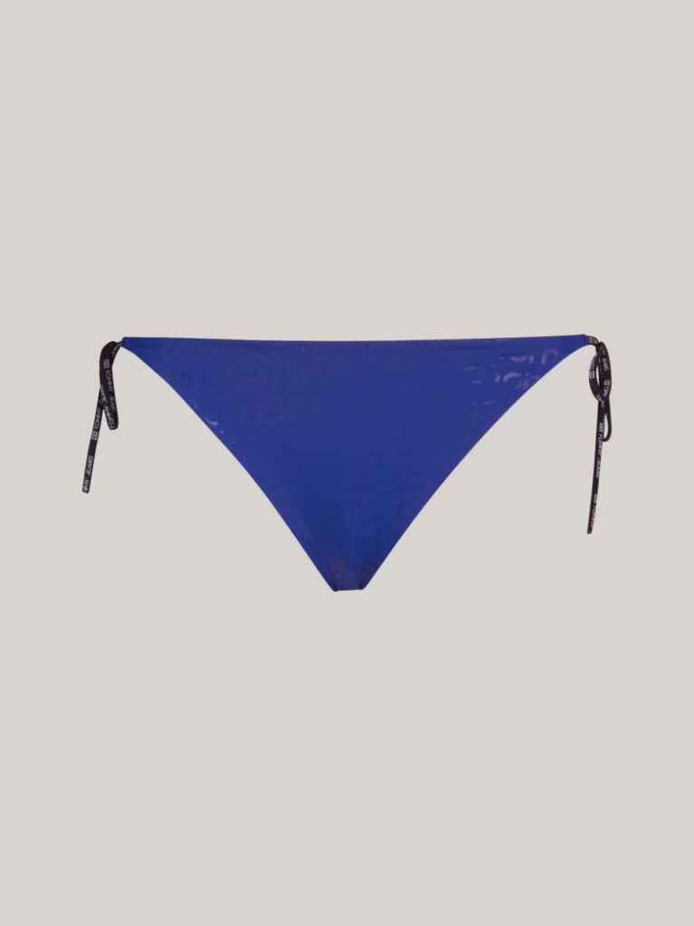 Blue Metallic String Side Tie Cheeky Bikini Bottoms  Women