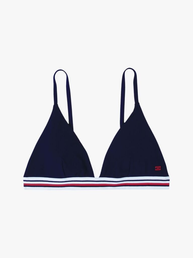 Blue Global Stripe Triangle Bikini Top  Women