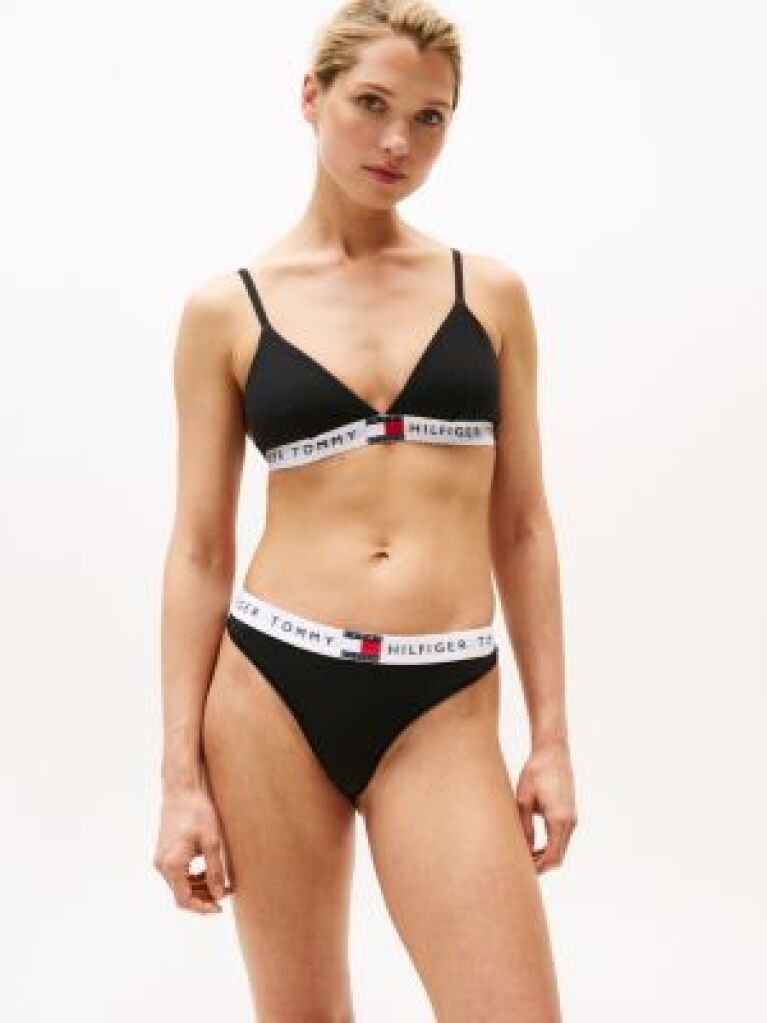 Black Heritage Waistband Logo Thong  Women
