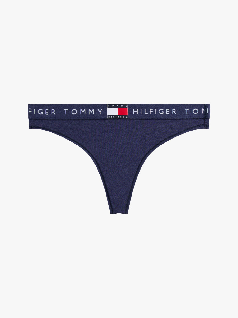 Blue Heritage Waistband Logo Thong  Women