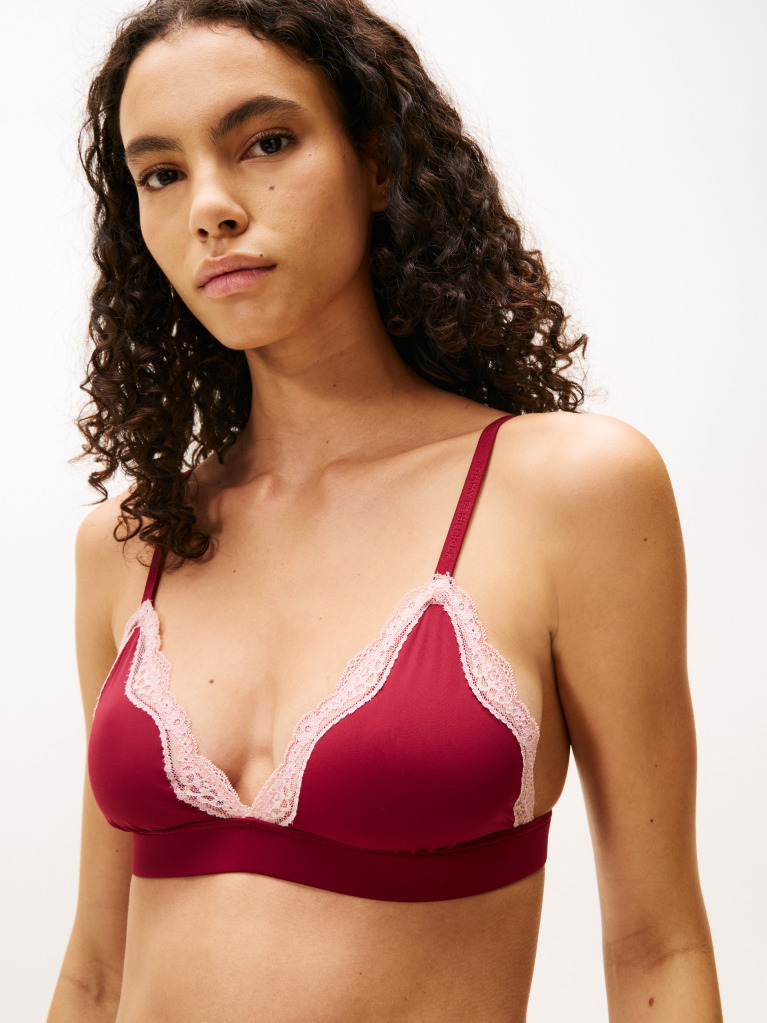 Κόκκινο Τριγωνικό Bralette Με Δαντέλα  Γυναίκες