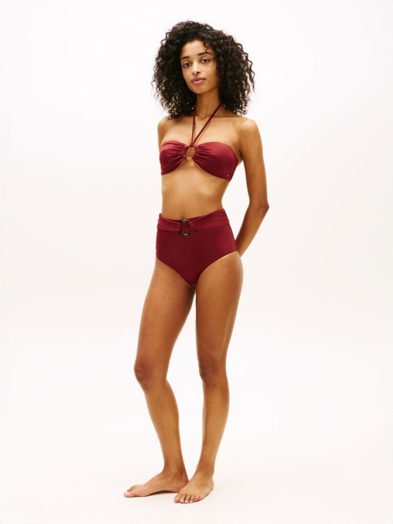 Red Halterneck Ring Bandeau Bikini Top  Women