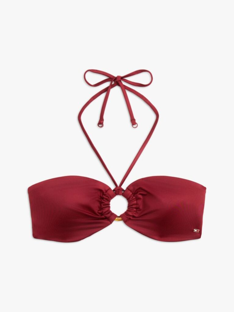 Red Halterneck Ring Bandeau Bikini Top  Women