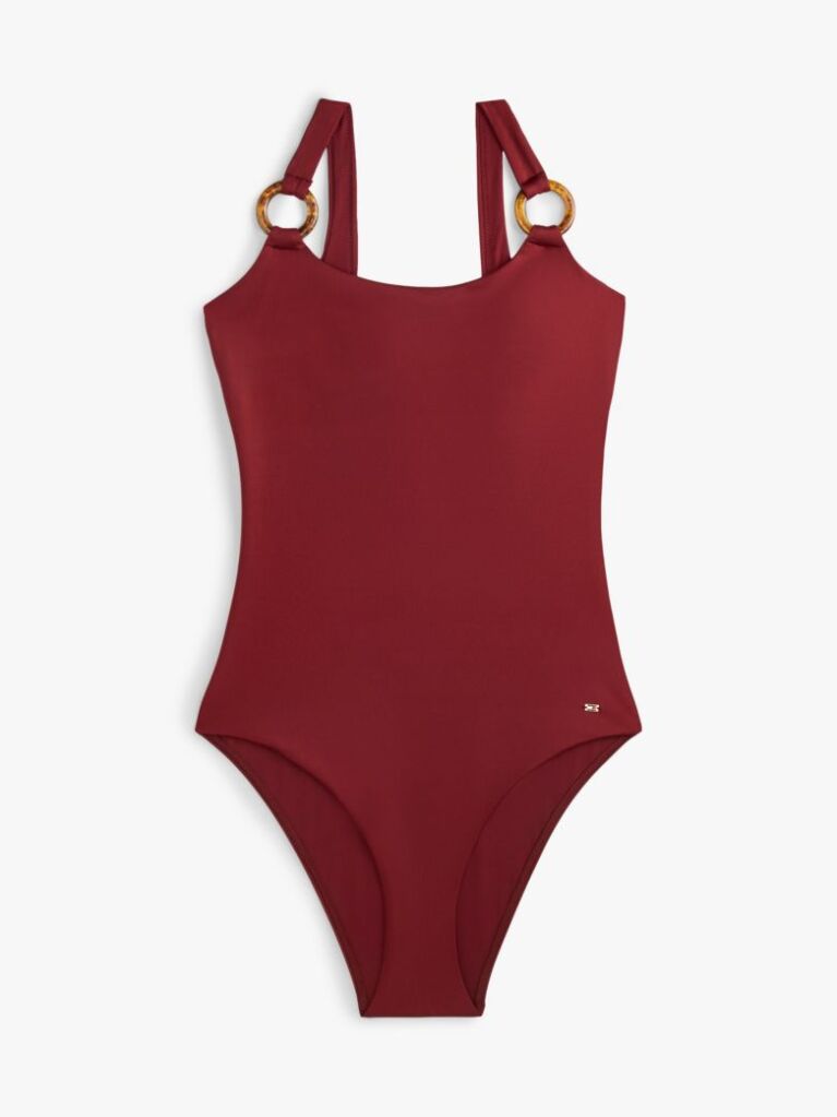 Red Tortoiseshell Ring Scoop Back Swimsuit  Women