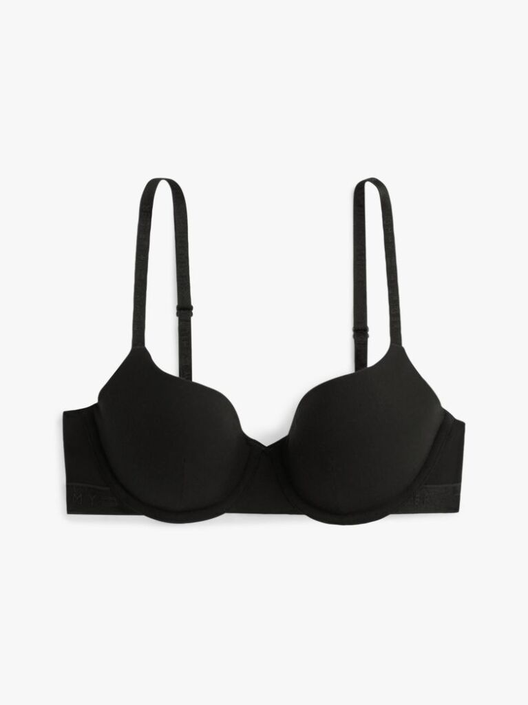 Black Logo Strap Padded Demi Bra  Women
