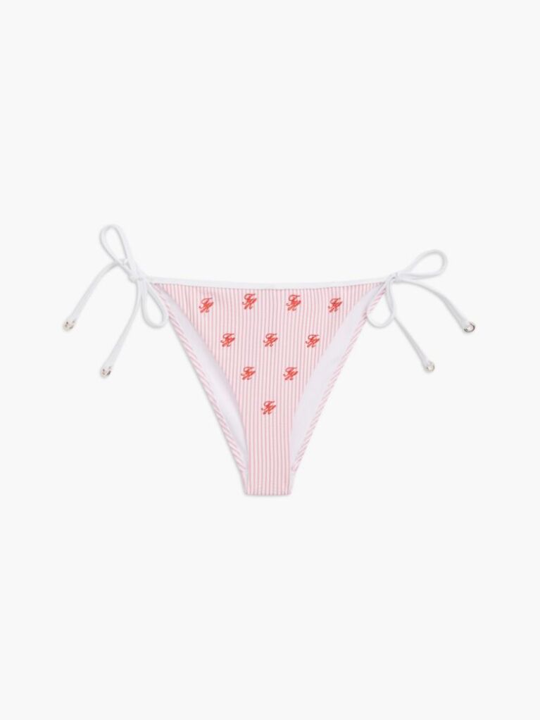 Multi Logo Embroidery Side Tie Bikini Bottoms  Women