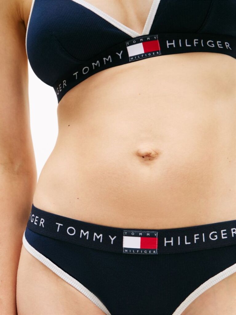 Blue Heritage Logo Ribbed Thong  Women