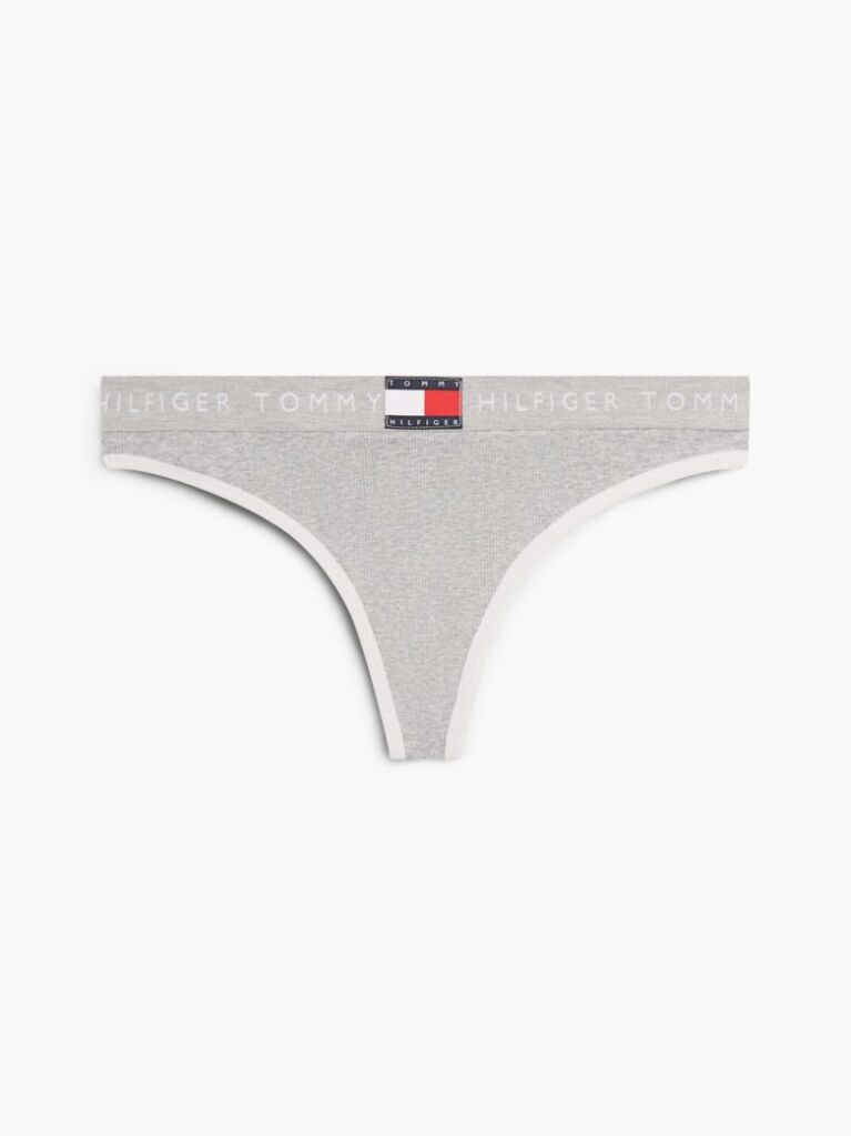 Grey Heritage Logo Ribbed Thong  Women