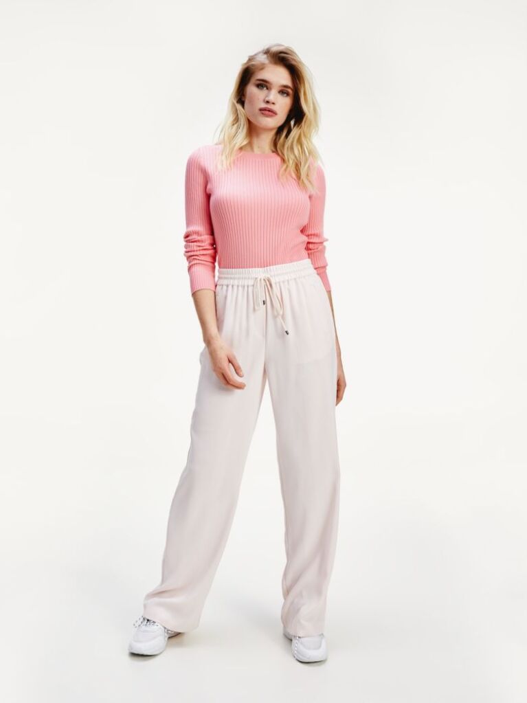 Pink Jacquard Drawstring Trousers  Women