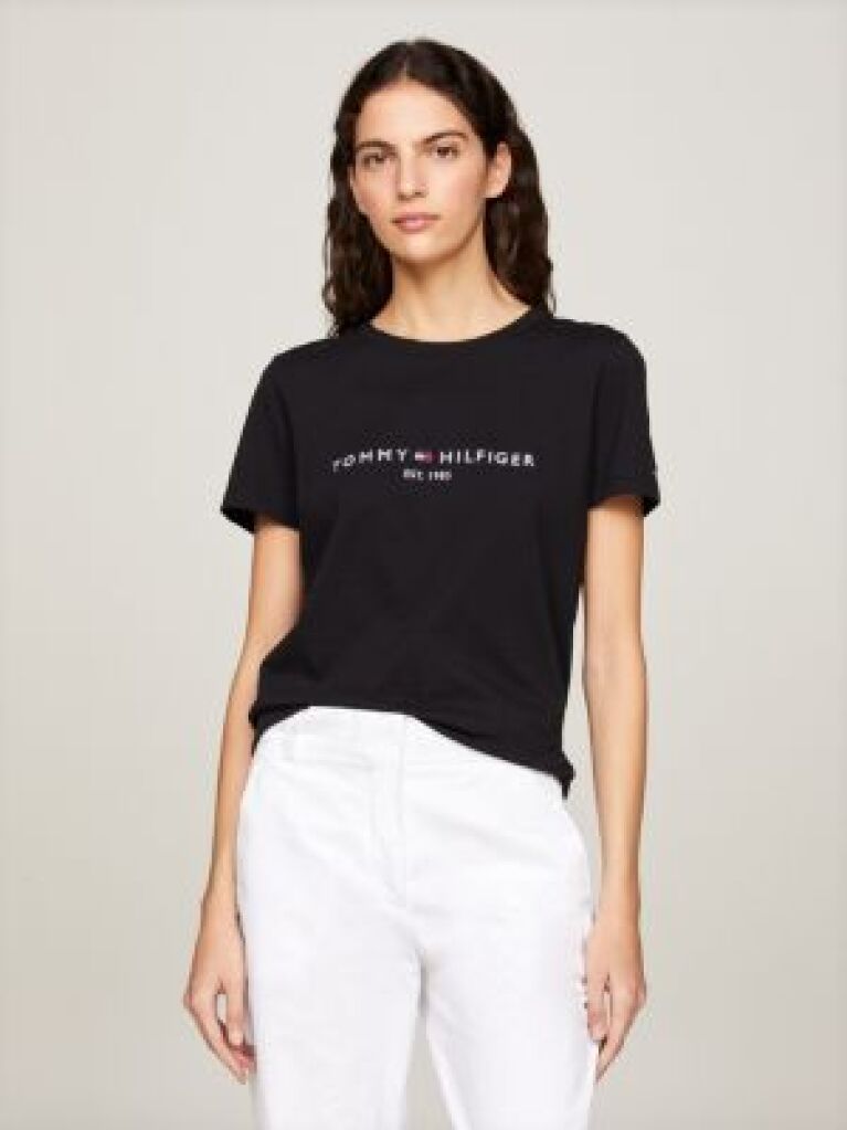 Μαύρο T-Shirt Από Οργανικό Βαμβάκι Με Λογότυπο  Γυναίκες