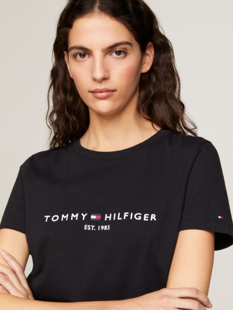 Μαύρο T-Shirt Από Οργανικό Βαμβάκι Με Λογότυπο  Γυναίκες