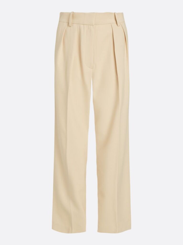 Beige Pigment Dyed Relaxed Straight Leg Trousers  Women