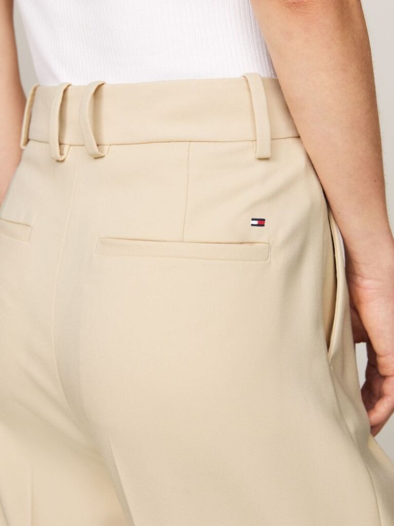 Beige Pigment Dyed Relaxed Straight Leg Trousers  Women