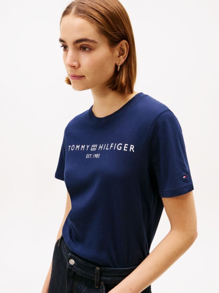Μπλε T-Shirt Με Κλασική Λαιμόκοψη Και Λογότυπο  Γυναίκες
