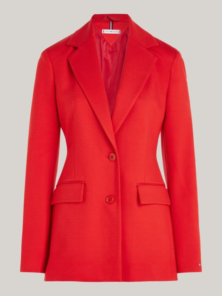 Red Single Breasted Slim Fit Blazer  Women