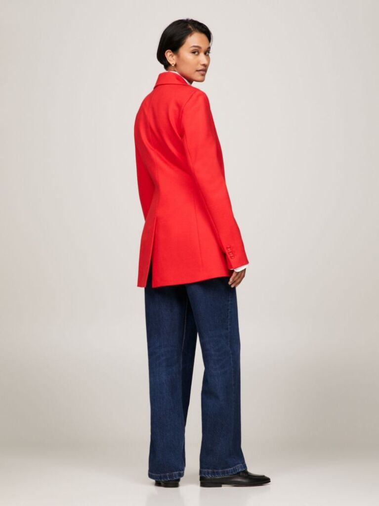 Red Single Breasted Slim Fit Blazer  Women