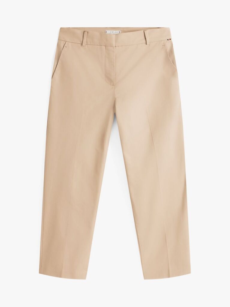 Beige Slim Fit Straight Leg Chinos  Women