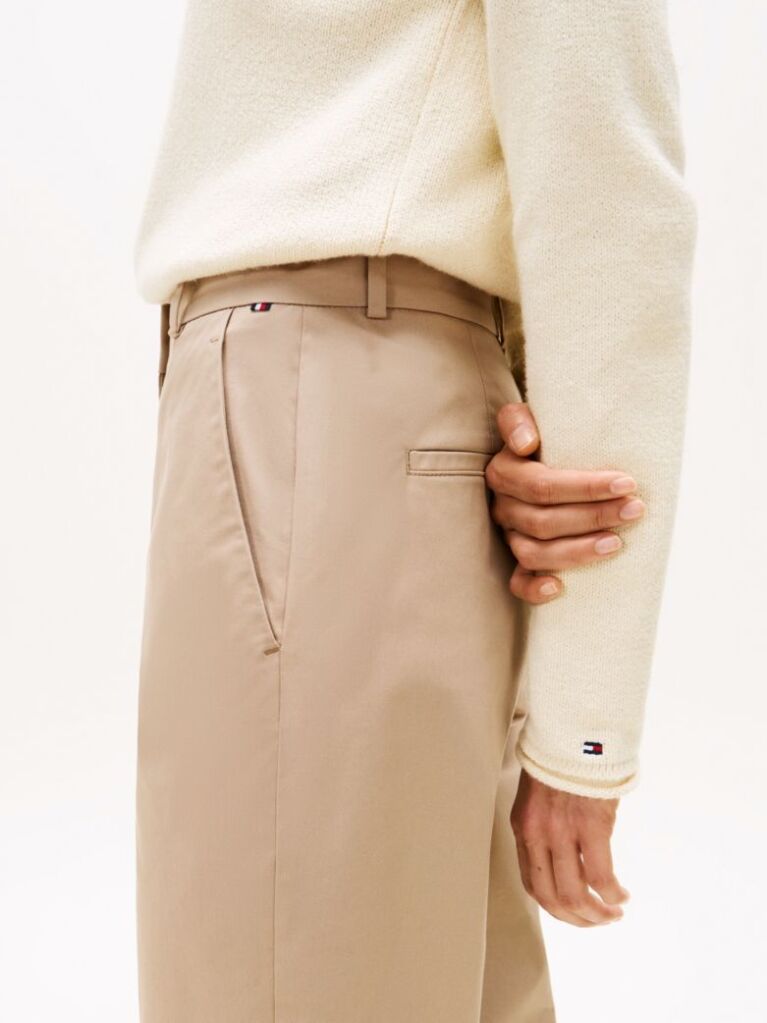 Beige Slim Fit Straight Leg Chinos  Women