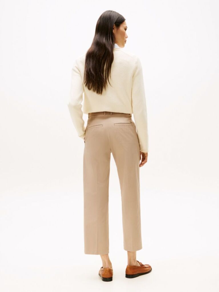Beige Slim Fit Straight Leg Chinos  Women