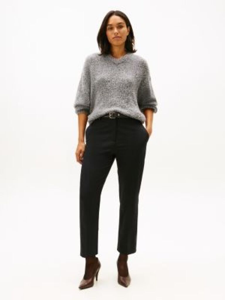 Black Slim Fit Straight Leg Chinos  Women