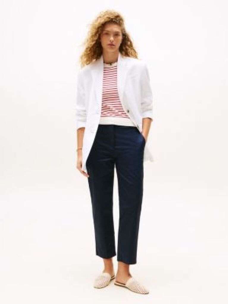 Blue Slim Fit Straight Leg Chinos  Women