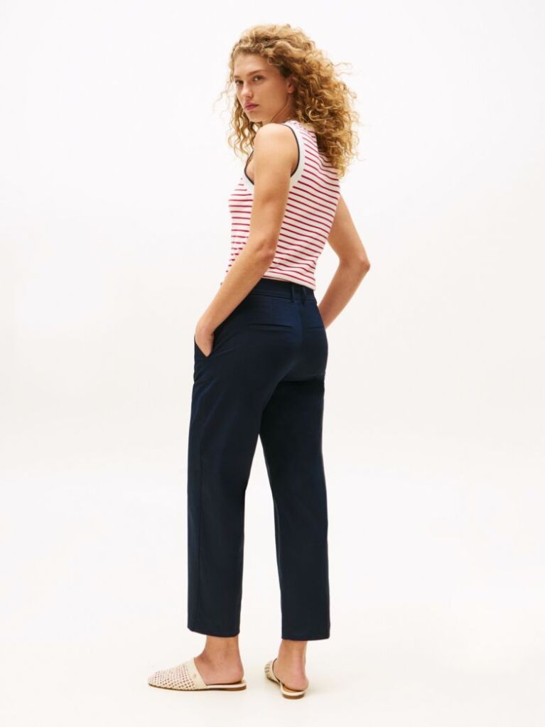 Blue Slim Fit Straight Leg Chinos  Women