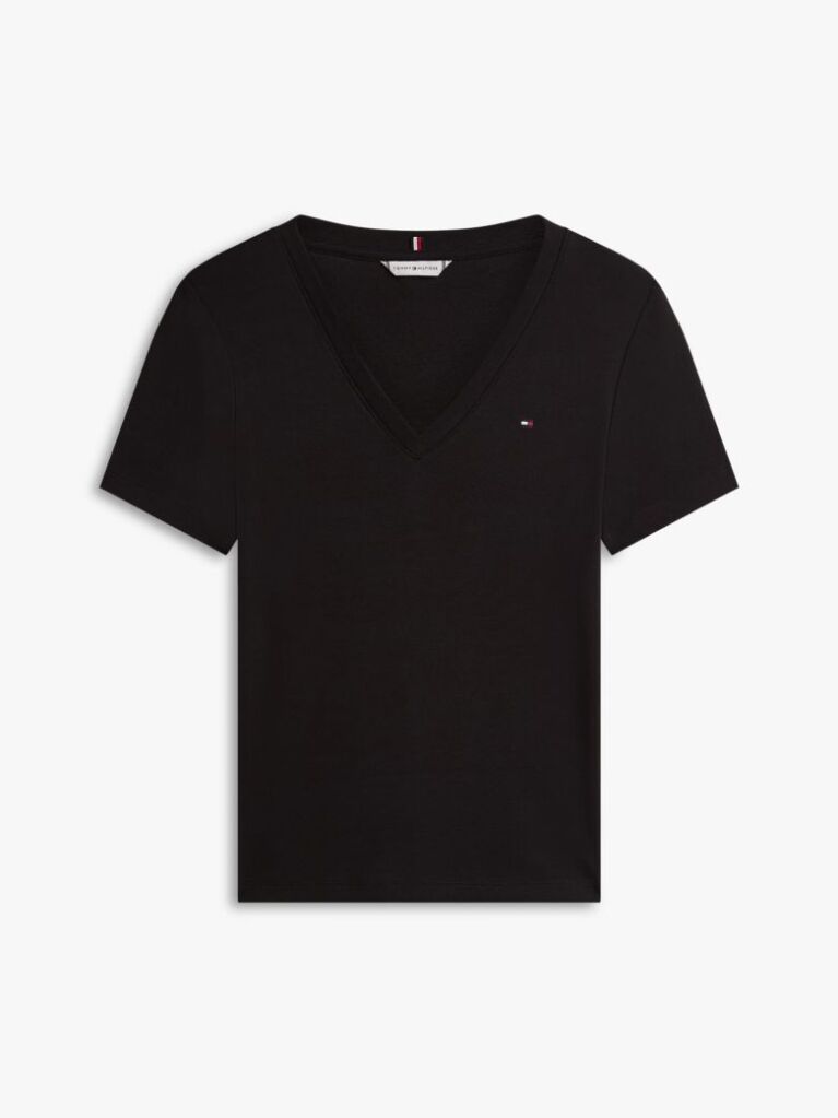 Μαύρο T-Shirt Με Λαιμόκοψη V Και Slim Γραμμή  Γυναίκες