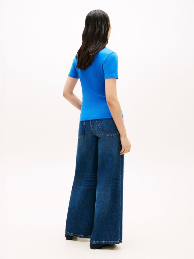 Blue V-Neck Slim Fit T-Shirt  Women