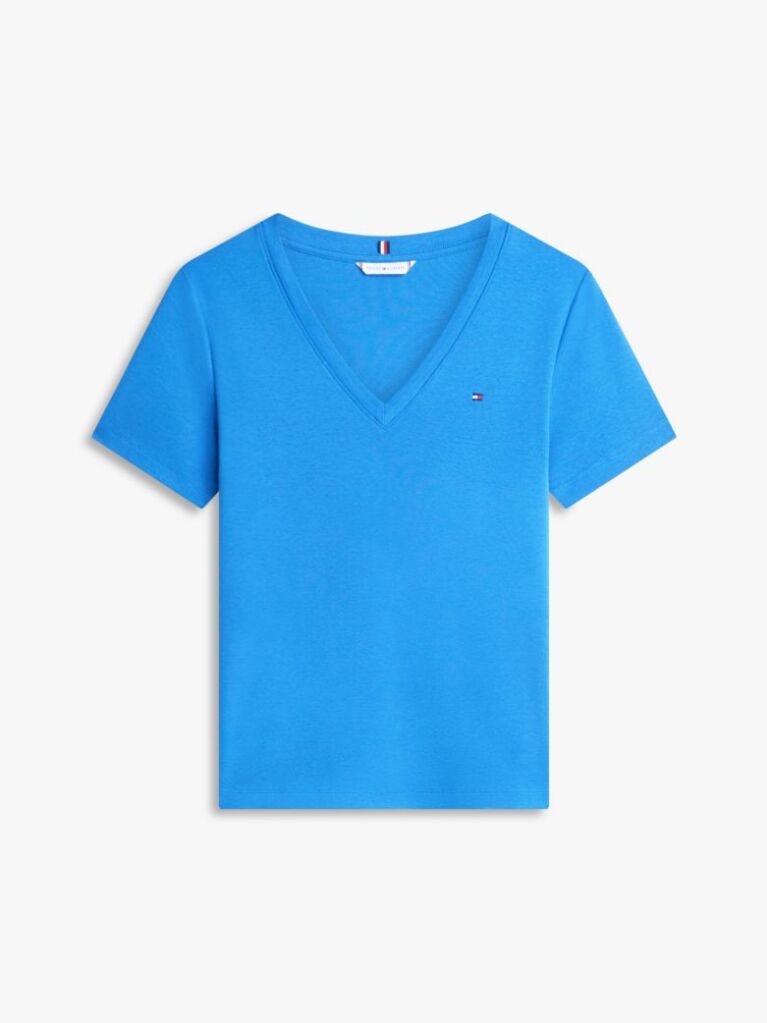 Blue V-Neck Slim Fit T-Shirt  Women