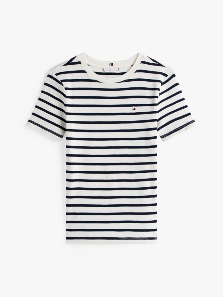 Multi Flag Embroidery Ribbed Slim T-Shirt  Women