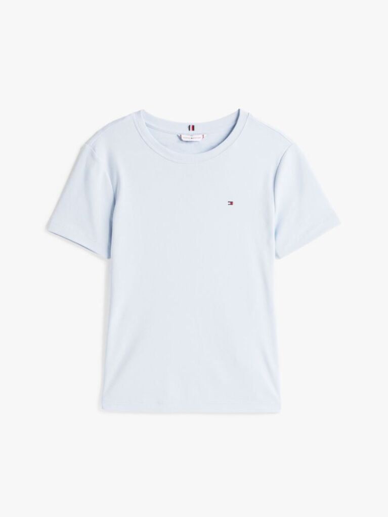 Blue Flag Embroidery Ribbed Slim T-Shirt  Women