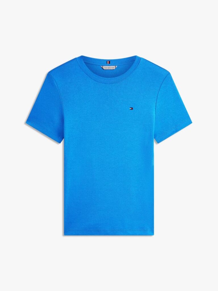 Blue Flag Embroidery Ribbed Slim T-Shirt  Women