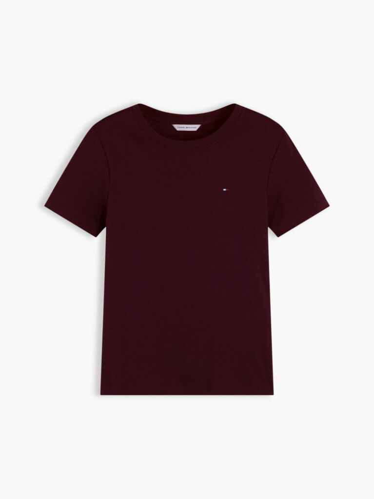 Κόκκινο Ριμπ T-Shirt Σε Slim Γραμμή Με Κεντητό Σημαιάκι  Γυναίκες