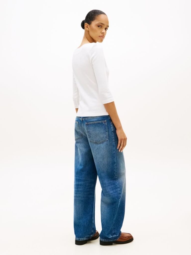 White Boat Neck Slim Fit T-Shirt  Women