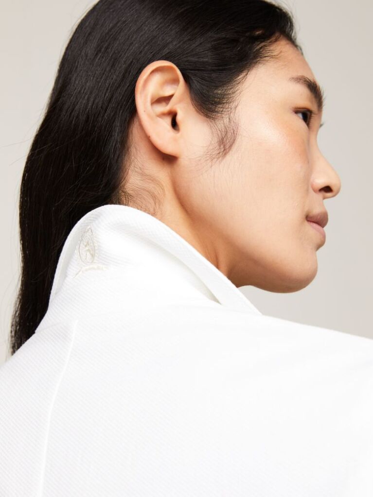 White Pique Oversized Double Breasted Blazer  Women